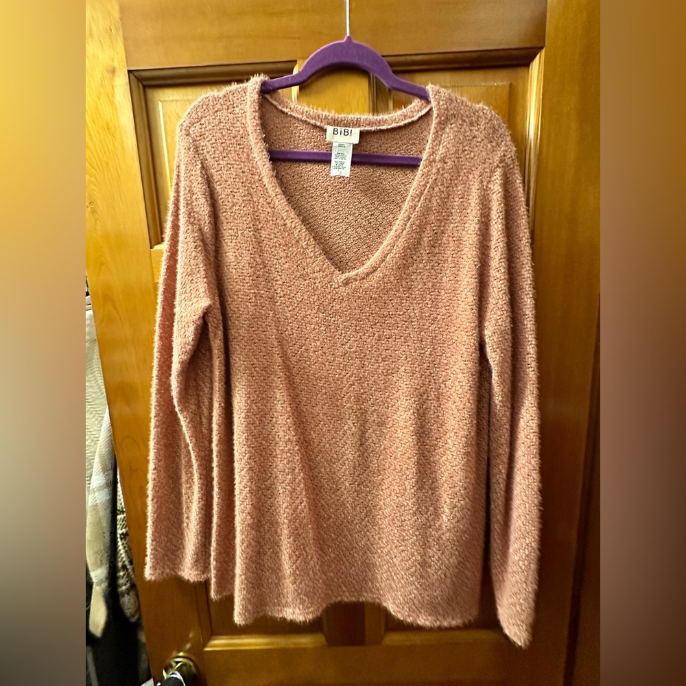 Light Peachy Pink BiBi V neck sweater